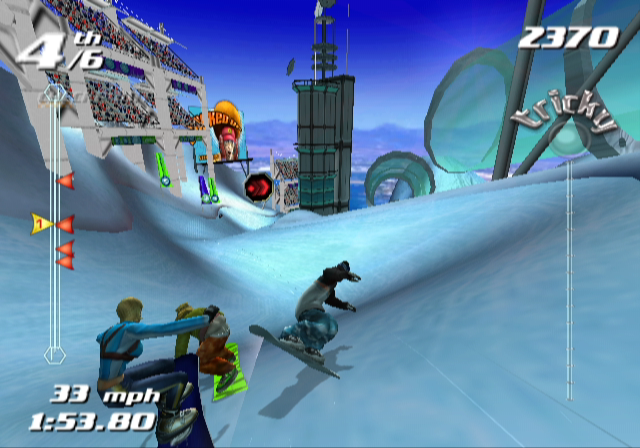 SSX Tricky (GameCube) screenshot: Some other racers are knocking me over...