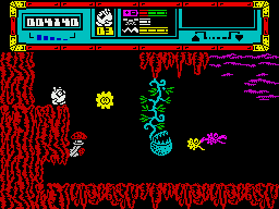 Starquake (ZX Spectrum) screenshot: Exploring the planet