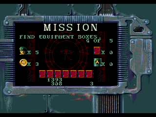 Stargate (Genesis) screenshot: The pause screen gives also the status on the current mission