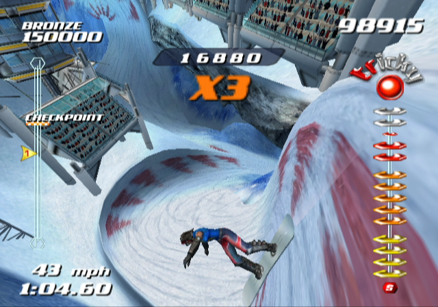 SSX Tricky (GameCube) screenshot: Excellent, a 3x point multiplier!