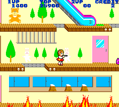 Momoko 120% (Arcade) screenshot: Jump over hole