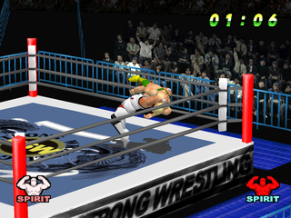 WCW vs. the World (PlayStation) screenshot: Throwing the opponent back.