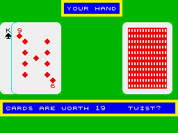 Grid Run and Pontoon (ZX Spectrum) screenshot: A good hand