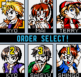 King of Fighters R-2 (Neo Geo Pocket Color) screenshot: Order selection.