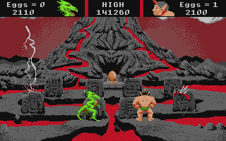 AAARGH! (Apple IIgs) screenshot: Two monsters in an unfriendly landscape