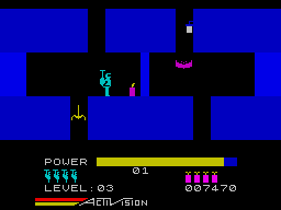 H.E.R.O. (ZX Spectrum) screenshot: Use dynamite to blow up walls