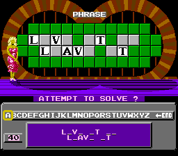 Wheel of Fortune (NES) screenshot: Solve the puzzle