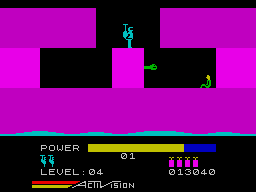 H.E.R.O. (ZX Spectrum) screenshot: Located a trapped miner!