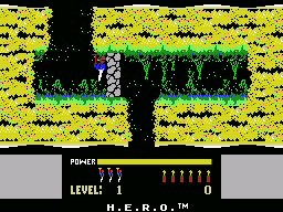 H.E.R.O. (MSX) screenshot: Title screen and game demo mode