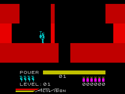 H.E.R.O. (ZX Spectrum) screenshot: Beginning the first level behind a wall