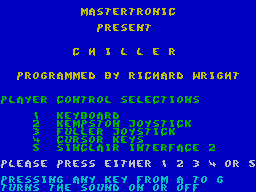 Chiller (ZX Spectrum) screenshot: The title screen