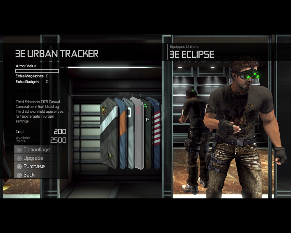 Tom Clancy's Splinter Cell: Conviction (Windows) screenshot: Changing clothes in Deniable Ops mode