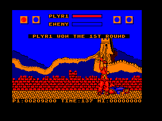 Street Fighter (Amstrad CPC) screenshot: Gen is down