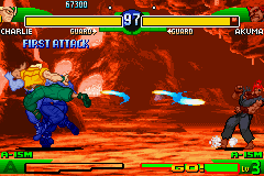 Street Fighter Alpha 3 (Game Boy Advance) screenshot: Charlie has Sonic Booms to give and sell!
