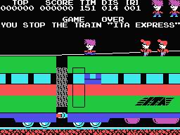 Stop the Express (MSX) screenshot: Bousou Tokkyuu Sos - Stop The Train "Ita Express"