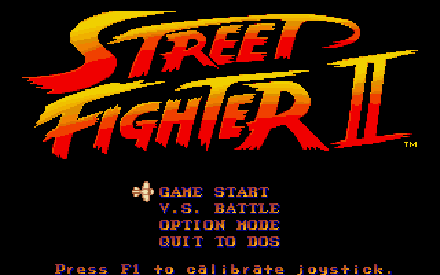 Street Fighter II (DOS) screenshot: Main Menu Screen