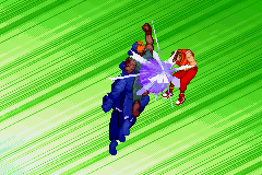 Street Fighter Alpha 3 (Game Boy Advance) screenshot: Finishing the match with a Super Combo to see some visual effects.