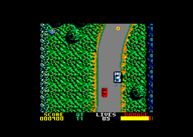 The Spy Who Loved Me (Amstrad CPC) screenshot: Don't crash into other cars