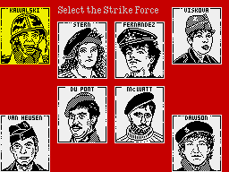 Strike Force: Cobra (ZX Spectrum) screenshot: Choose the team