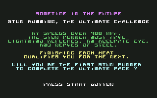 S.T.U.N. Runner (Commodore 64) screenshot: The game's story