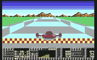 S.T.U.N. Runner (Commodore 64) screenshot: Finish line of track 1