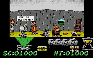The Flintstones (Amiga) screenshot: Level 1: Paint the walls