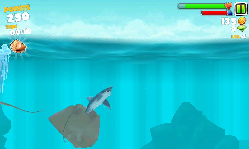 Hungry Shark: Evolution (Android) screenshot: Sting rays - they sting