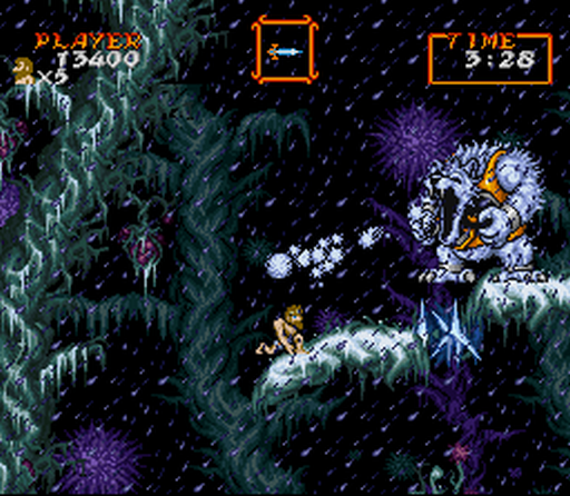 Super Ghouls 'N Ghosts (SNES) screenshot: An ice level