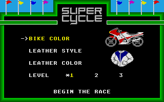 Super Cycle (Atari ST) screenshot: Set up