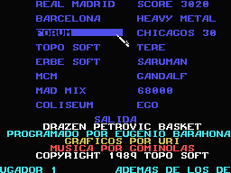 Drazen Petrovic Basket (MSX) screenshot: Team Select screen
