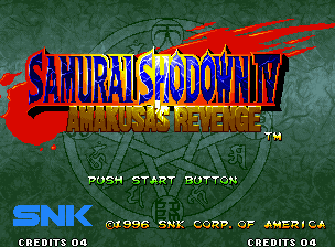 Samurai Shodown IV: Amakusa's Revenge (Neo Geo) screenshot: Title screen.