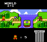 Super Mario Bros. Deluxe (Game Boy Color) screenshot: Map overview.