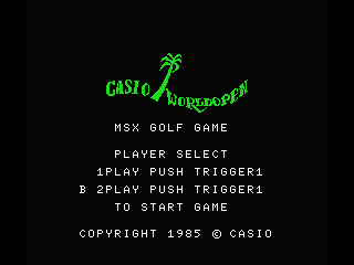 Casio World Open (MSX) screenshot: Title and Play Select screen