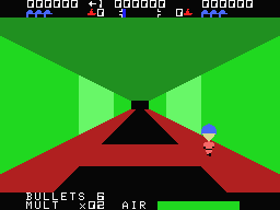 Sewer Sam (MSX) screenshot: This sewer tunnel contains pits.