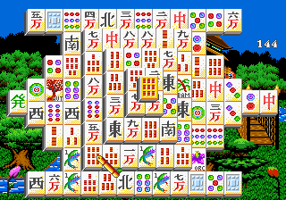 Shanghai II: Dragon's Eye (Genesis) screenshot: Selecting the first two matching tiles to remove