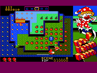 Do! Run Run (Amiga) screenshot: Draw another line across the cherries and they will turn into oranges.