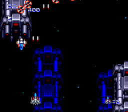 Super Star Soldier (TurboGrafx-16) screenshot: Shoot the enemy and they might change in to a power up pod