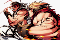 Super Street Fighter II: Turbo Revival (Game Boy Advance) screenshot: Ryu facing Ken - Intro
