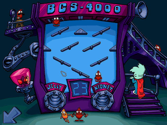 Pajama Sam 3: You Are What You Eat From Your Head To Your Feet (Windows) screenshot: The Bean Sorting Machine - neat, but also quite boring, because it takes time to get to Bean 47.