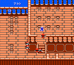 Higemaru Makaijima: Nanatsu no Shima Daibōken (NES) screenshot: And knock down the pirates