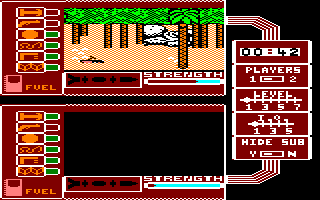Spy vs. Spy: The Island Caper (Amstrad CPC) screenshot: White falls down the hole