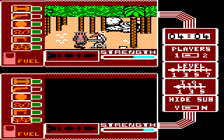 Spy vs. Spy: The Island Caper (Amstrad CPC) screenshot: White and Black do battle