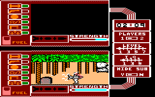 Spy vs. Spy: The Island Caper (Amstrad CPC) screenshot: Assembled the missile. Now find the submarine