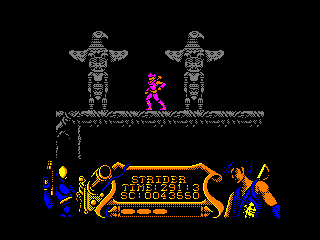 Strider (Amstrad CPC) screenshot: In between two statues