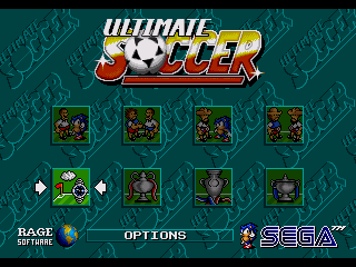 Ultimate Soccer (Genesis) screenshot: Main screen
