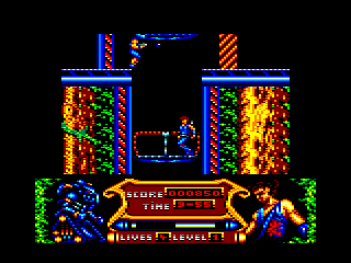 Strider 2 (Amstrad CPC) screenshot: Using an elevator