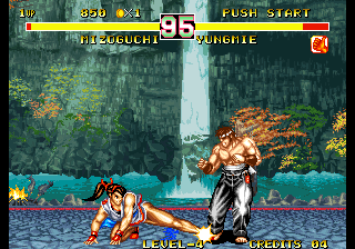 Fighter's History Dynamite (Arcade) screenshot: Sore ankle.