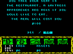 Tai-Pan (ZX Spectrum) screenshot: I know how hard it is to put food on your family