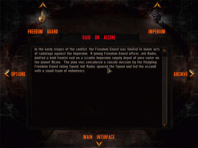 Dark Reign: The Future of War (Windows) screenshot: Mission Briefing (first mission)