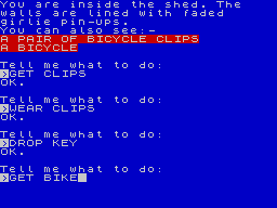 Hampstead (ZX Spectrum) screenshot: On your bike